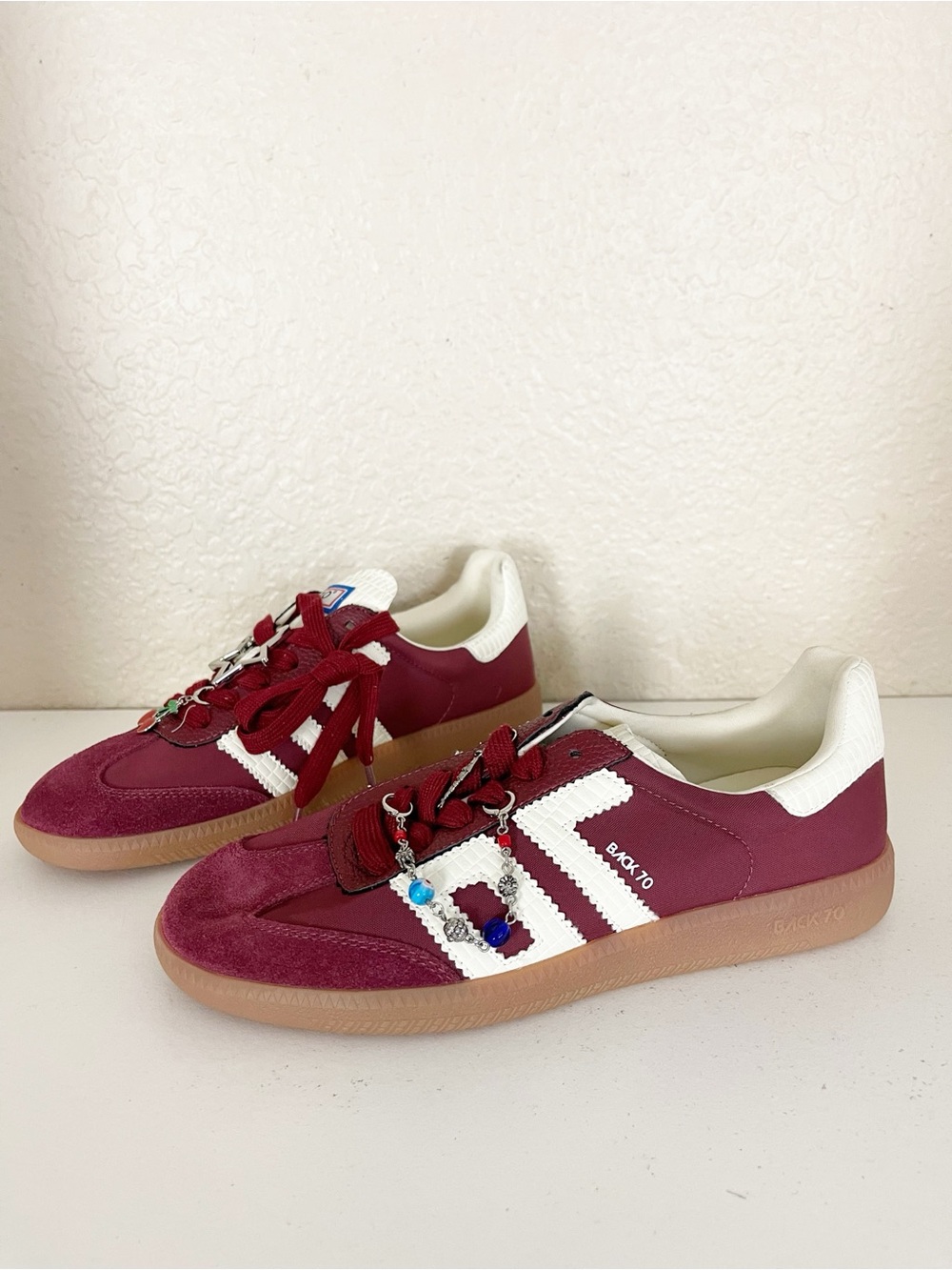 Back 70 Ghost sneaker Burgundy & White Retro Trainer - Picture 7 of 13